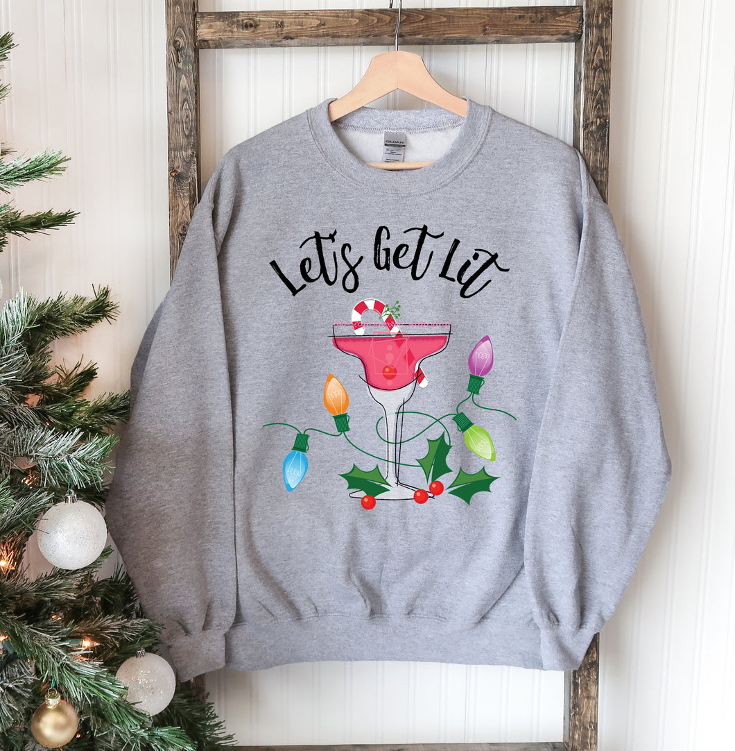 Let's Get Lit Christmas Sweatshirt, Ugly Sweater
