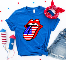 Load image into Gallery viewer, 4th of July T-shirt, Independence Day Shirt, USA Lips, Womans Shirt