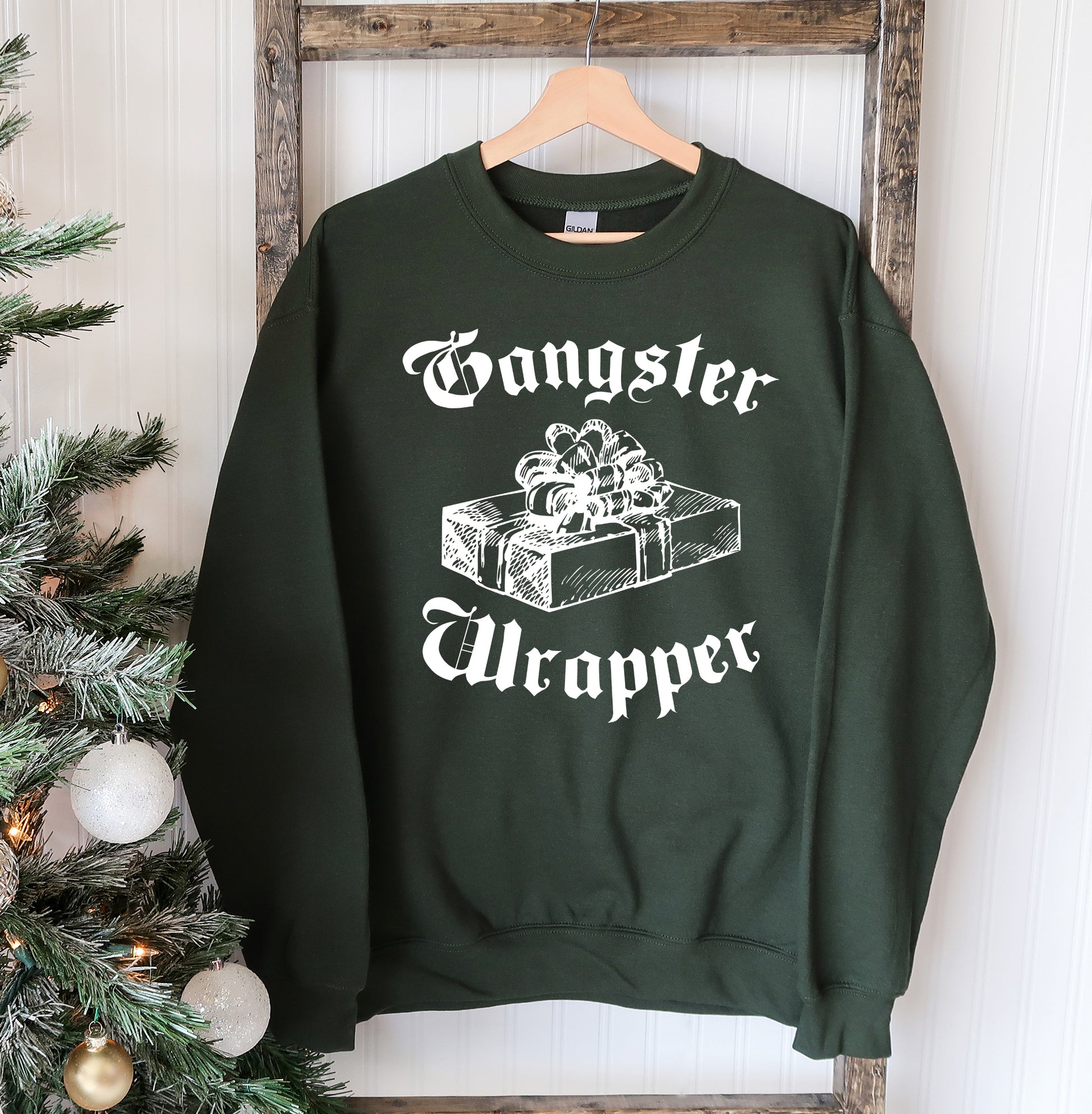 Gangster Wrapper Christmas Sweatshirt, Holiday Sweatshirt, Ugly