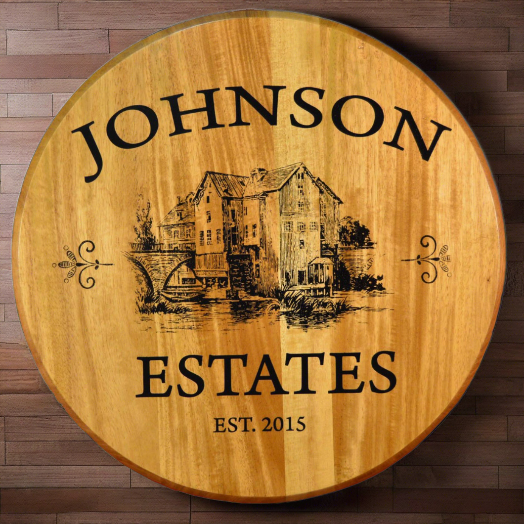 Personalize Your Own Estates Real Oak Wood Wine Barrel Sign