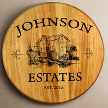 Load image into Gallery viewer, Personalize Your Own Estates Real Oak Wood Wine Barrel Sign