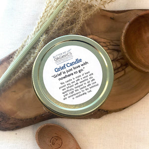 Grief Intention Candle - Organic Soy Wax Candle with Crystal Included