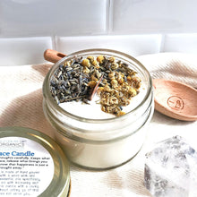 Load image into Gallery viewer, Peace &amp; Serenity Intention Candle - Soy Wax Candle with Crystal Included