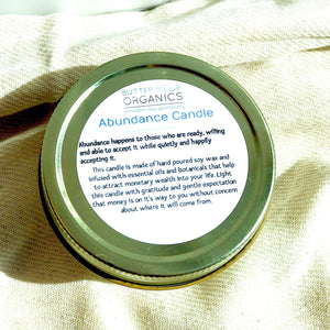 Abundance Intention Candle - Organic Soy Wax Candle with Crystal Included