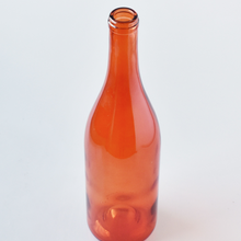 Load image into Gallery viewer, Orange Wine Bottle with Fairy Lights Powered from Cork, Orange Wine Bottle Decor White Lights, Wine Bottle Crafts &amp; Centerpieces, Halloween