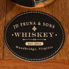 Personalized Classic Spirit Leather Coasters (6-Pack)