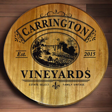 Load image into Gallery viewer, Personalize Your Own Vinyards 20 Real Oak Wood Wine Barrel Sign