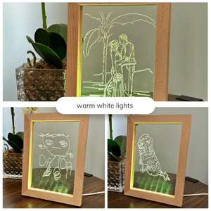 DIY LED Warm White Lighted Wood Frame with Blank Acrylic Panels, Warm White LED Lights - Craft Ready
