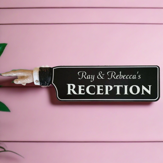Personalized Wedding Reception Directional Hand Sign Pointer