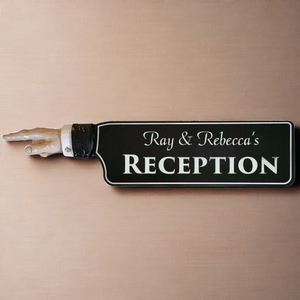 Personalized Wedding Reception Directional Hand Sign Pointer