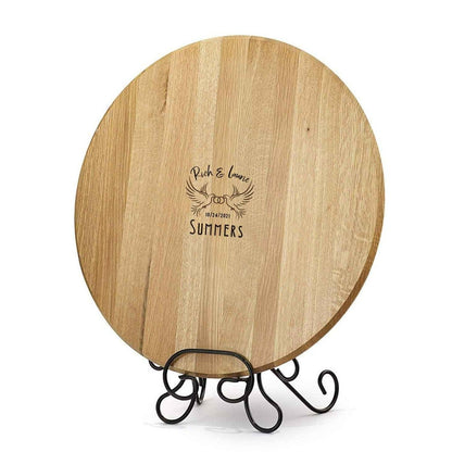 Personalized Wedding Doves Wine Barrel Head with Iron Stand
