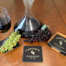 Load image into Gallery viewer, Wine Bar &amp; Bistro Personalized Leather Coasters (6-Pack)