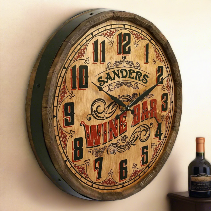 Personalize Your Own Wine Bar Quarter Barrel Clock