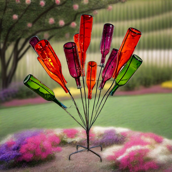 Wine Bottle Tree, Glass Bottle Bush - Organize & Display 12 Bottles with Style - Sturdy Powder-Coated Steel