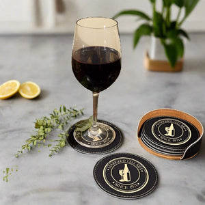Wine Medallion Personalized Leather Coasters (6-Pack)