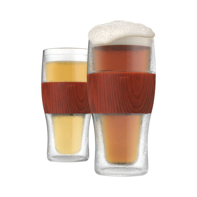 Beer Glass Beer Cooling Cups (set of 2) in Wood Grain