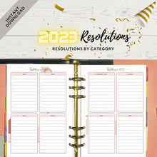 Load image into Gallery viewer, 2023 Resolutions Planner, Productivity Planner, 2023 Planner, Printable Planner, Goal Planner, Planner Insert, PDF