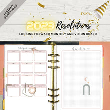 Load image into Gallery viewer, 2023 Resolutions Planner, Productivity Planner, 2023 Planner, Printable Planner, Goal Planner, Planner Insert, PDF