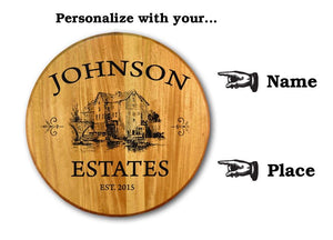 Personalize Your Own Estates Real Oak Wood Wine Barrel Sign