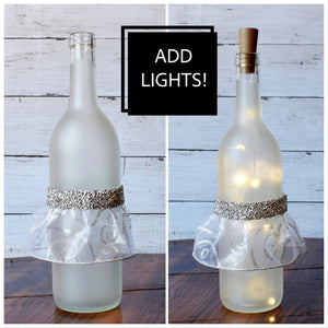 Bride and Groom Wine Bottle Set with or Without String Lights