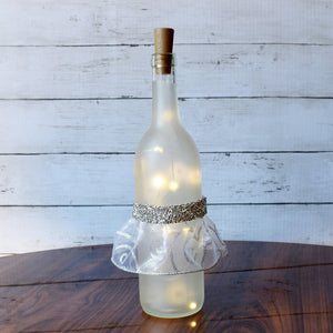 Bride Wine Bottle with String Lights