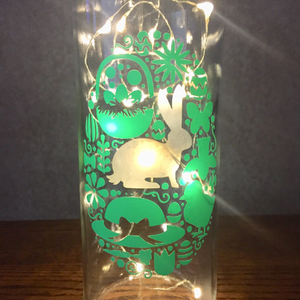 Hoppy Easter Vinyl Egg Wine Bottle With Twinkle Fairy Lights Powered From Cork