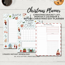 Load image into Gallery viewer, 2023 Christmas Planner, Before Christmas Day Planner, Christmas Bucket List, Monthly Calendar, Printable Planner, PDF