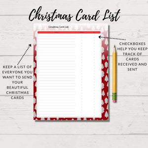 Christmas Planner & Gift List, Christmas Card Tracker, Printable Activity Planner Insert, To Do Lists, Movie Bucket List