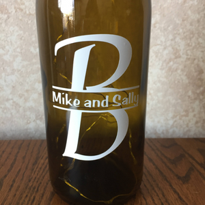 Custom Vinyl Split Monogram Wine Bottle With or Without Twinkle Fairy Lights Powered From Cork