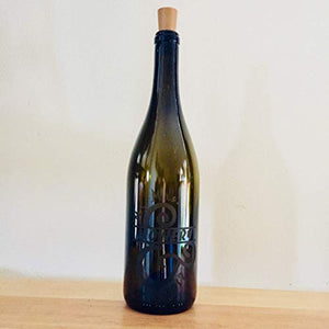 Custom Etched Split Mr. Mrs. Wine Bottle With Twinkle Fairy Lights Powered From Cork