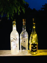 Load image into Gallery viewer, Fall &amp; Halloween Wine Bottle Decorations with or Without String Lights - Spider, Ghost, Pumpkin