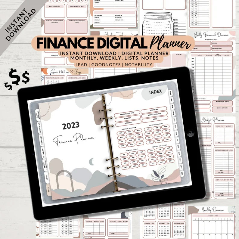 Finance Planner, 62 Page Budget Planner, Digital Planner, 2023 Planner, Planner Bundle, iPad Planner, GoodNotes Planner, Notability Planner