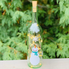 Load image into Gallery viewer, Snowman Wine Bottle Light &amp; Decor