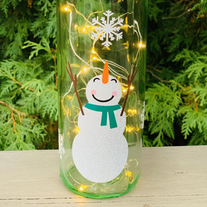Holiday Snowman Wine Bottle Light