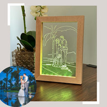 Load image into Gallery viewer, Custom Image Color Changing Lighted Wood Frame with Custom Photo Etched Into Acrylic, 7 Color Changing LED Lights - Gift Ready