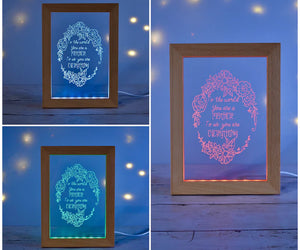 Gift for Mom - Color Changing Lighted Wood Frame, 7 Color LED Wooden Frame with Unique Quote