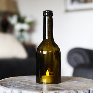 Cut Wine Bottle With Rounded Edges, 8-9 Inches Tall