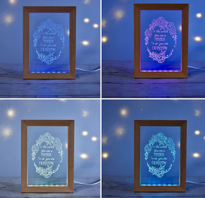 Gift for Mom - Color Changing Lighted Wood Frame, 7 Color LED Wooden Frame with Unique Quote