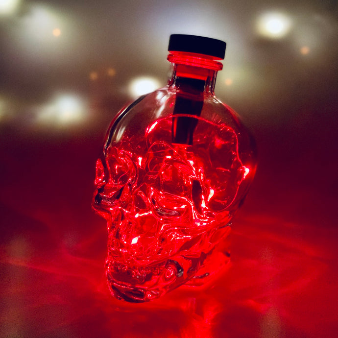Spooky Skull Glass Bottle Decoration With Battery Powered String Lights