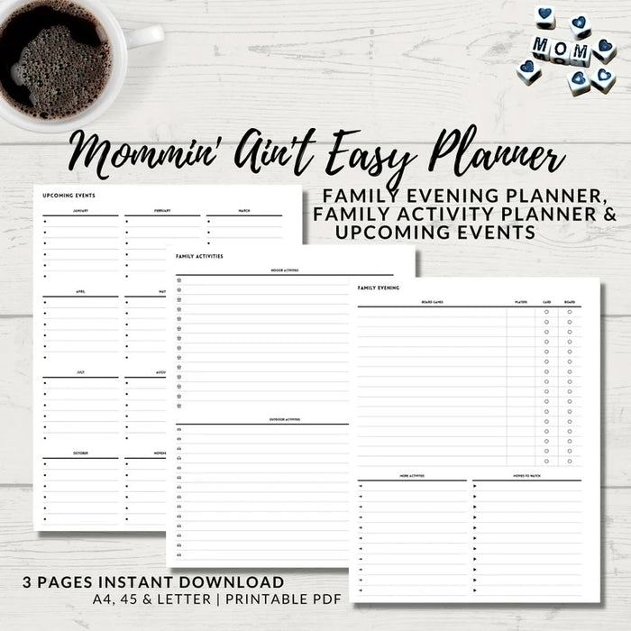 Mommin' Ain't Easy Family Planner, 2023 Planner, Family Activity Planner, Evening Planner, Printable Planner, Planner Insert, 2023 Planner, PDF