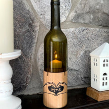 Load image into Gallery viewer, Personalized Heart Hand Initials Cut Wine Bottle Candle Holder