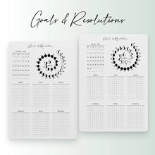 Load image into Gallery viewer, Moon Phases Calendar, Goals &amp; Resolutions, Printable Planner, Planner Insert, 2023 Planner, Lunar Calendar, Monthly Planner, Moon Mapping, PDF