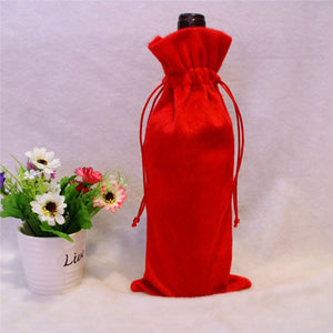 Cute Christmas Santa Claus Drawstring Wine Bottle Cover Bag (2 Pack)