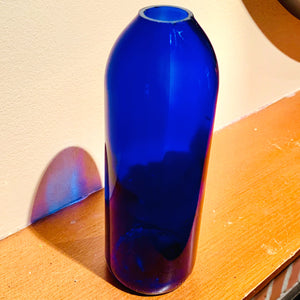 Blue Wine Bottle Flower Vase