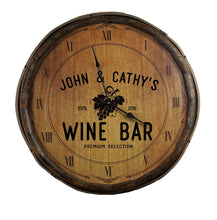 Load image into Gallery viewer, Personalized Clock, Wine Grapes Quarter Barrel Clock